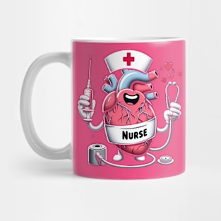 funny medical pun cardiac nurse - Caring Heart Nurse Illustration Mug